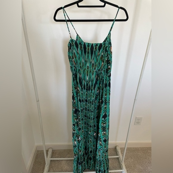 Cynthia Vincent green patterned silk maxi dress size small excellent condition - Picture 6 of 12